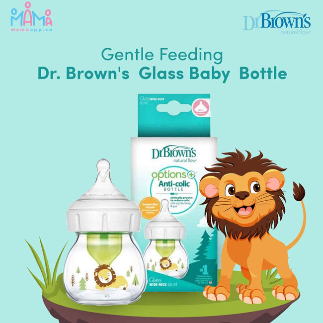 Dr. Brown's Glass W-N Options+ Bottle with Lion Deco and Preemie Nipple - 60mL Main Image