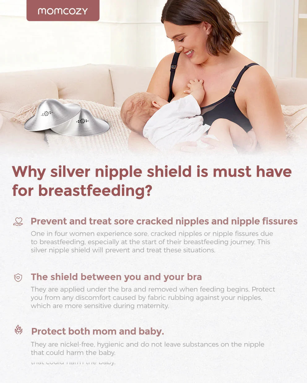 Momcozy Original 999 Silver Nipple Shields