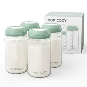 Momcozy Natural Baby Bottle, 11oz Wide-Neck Breast Milk Container*4