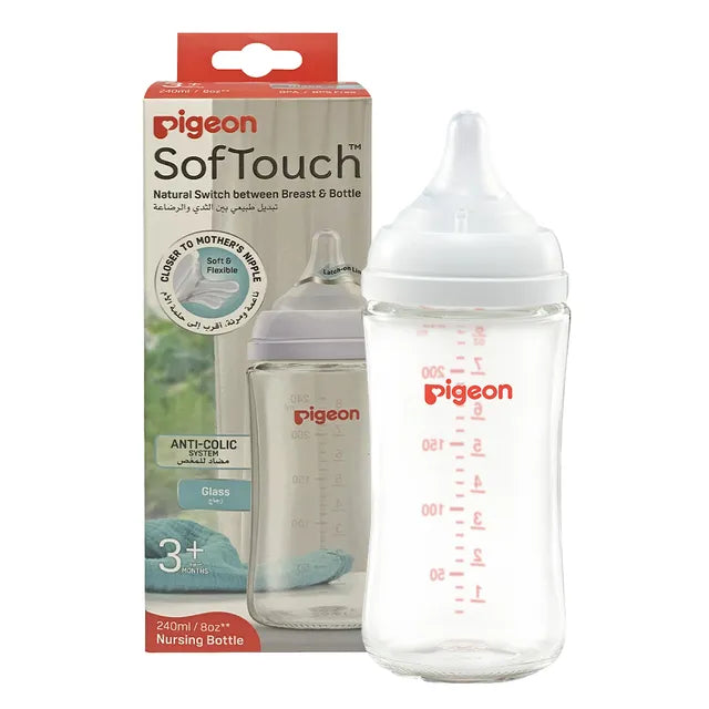 Pigeon Softouch WN3  Nursing Glass Feeding Bottle 3m+ 240ml Hover Image
