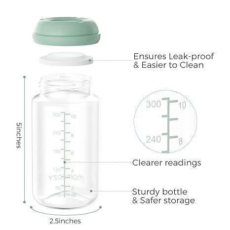 Momcozy Natural Baby Bottle, 11oz Wide-Neck Breast Milk Container*4