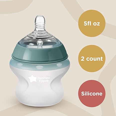 Tommee Tippee Closer to Nature Silicone Baby Bottle - 5oz, Pack of 2