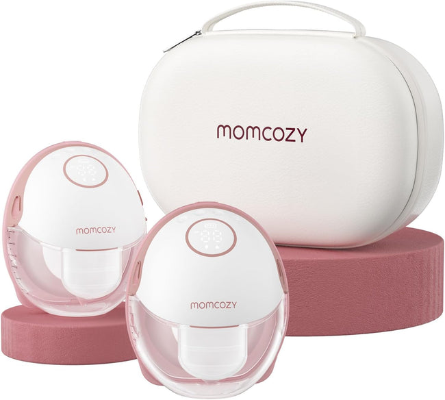 Momcozy M6 Wearable Breast Pump Mobile Style - Maroon Double Hover Image