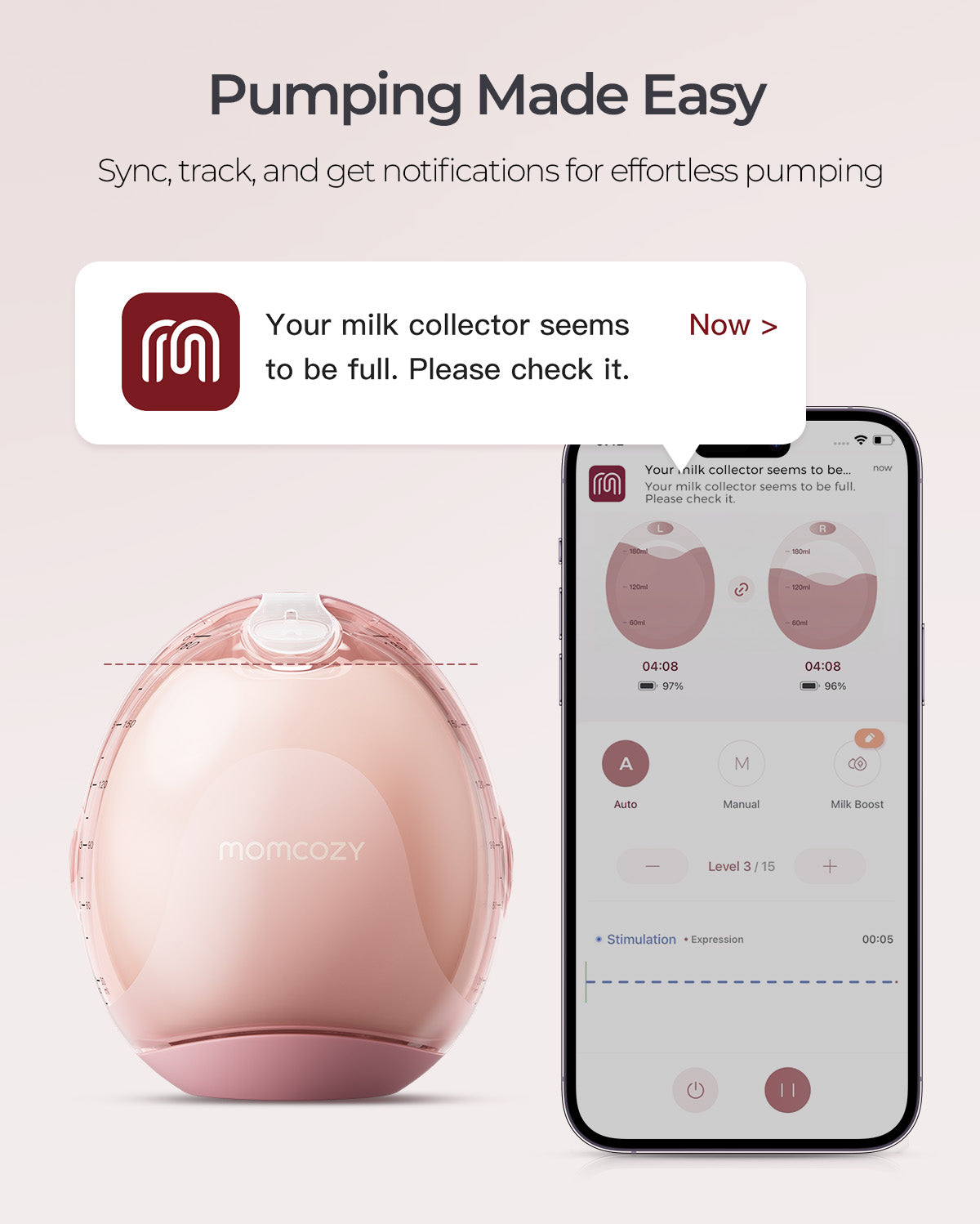 Momcozy Breast Pump Air 1 + 120 Breastmilk Storage Bags