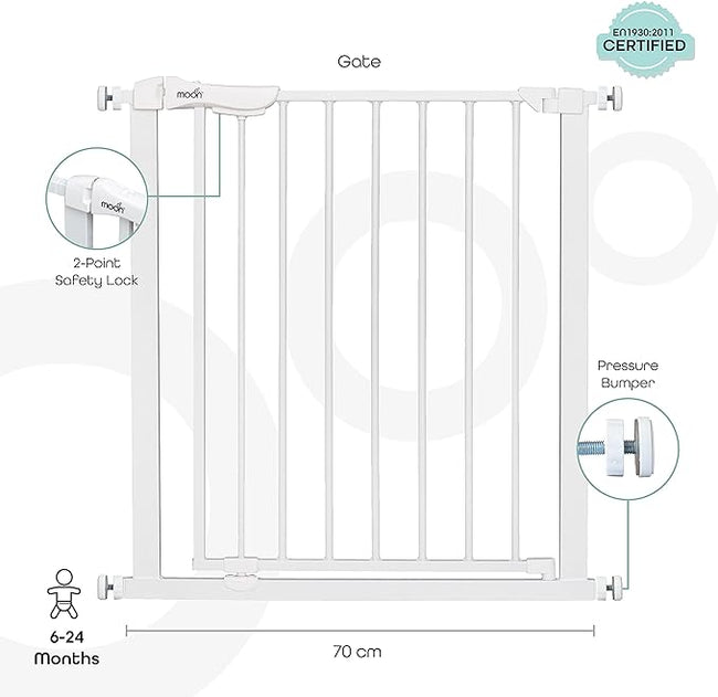 MOON Safety Gate – Adjustable Width 74.5–86 cm | Pressure Mounted Main Image