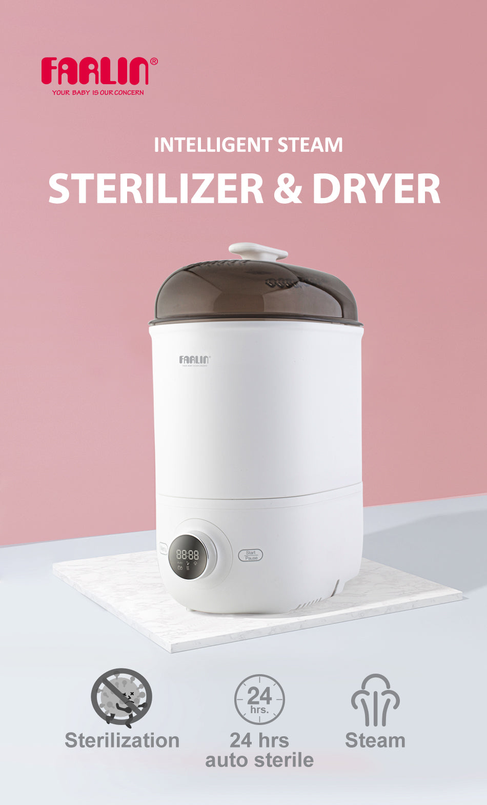 Farlin Digital Bottle Sterilizer – 4-in-1 Multi-Function