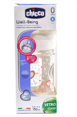 Chicco Bottle Well Being Glass 150 ml Normal Silicone