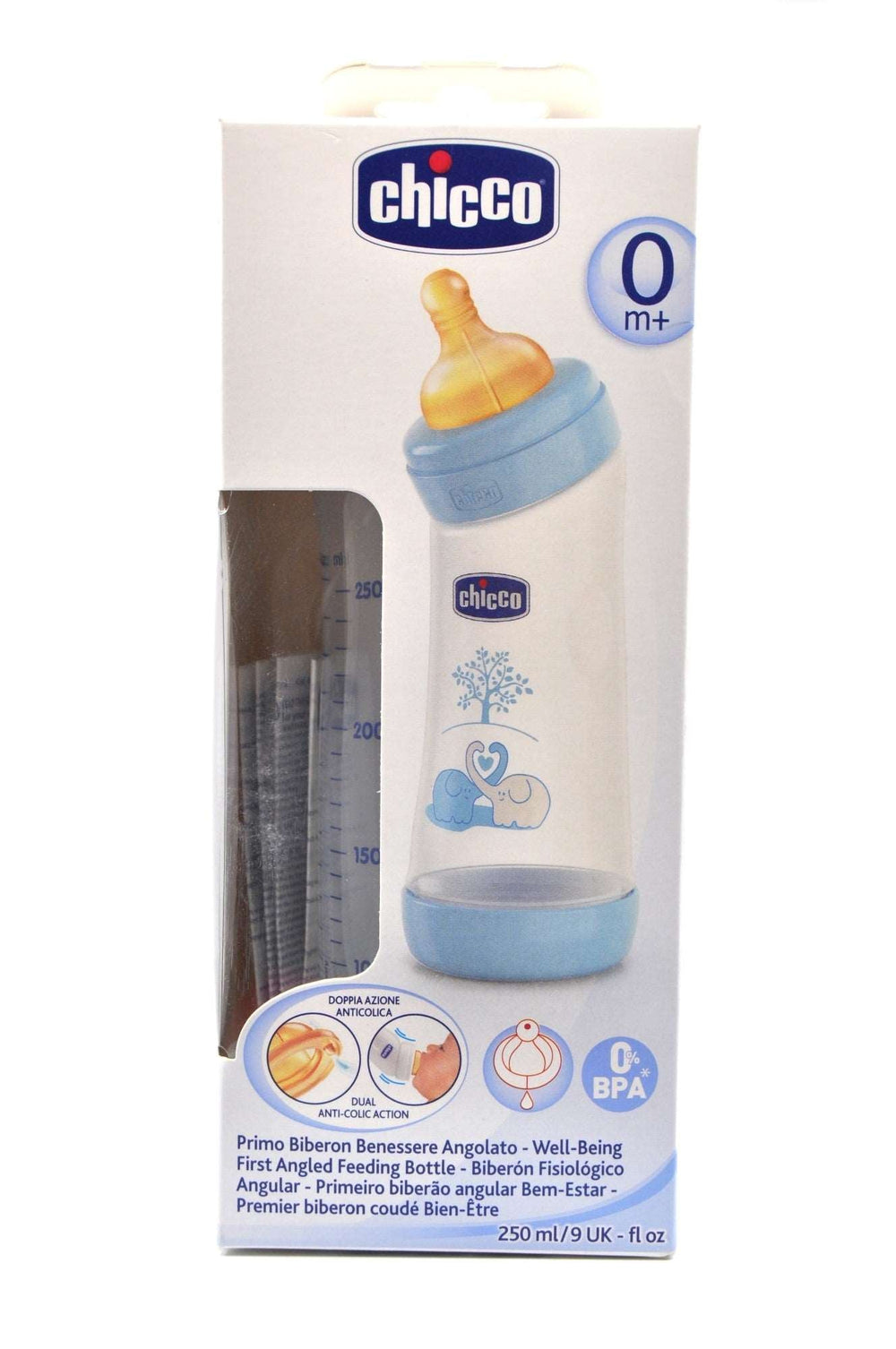 Chicco Feeding Bottle Angled 250 ml Regular Latex