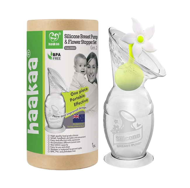 Haakaa 150ml Silicone Breast Pump & Flower Stopper Set Hover Image
