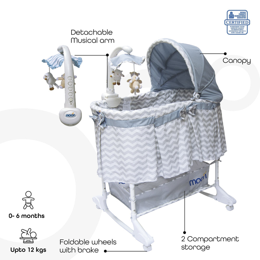 MOON Soffy 4-in-1 Convertible Cradle – Grey Line