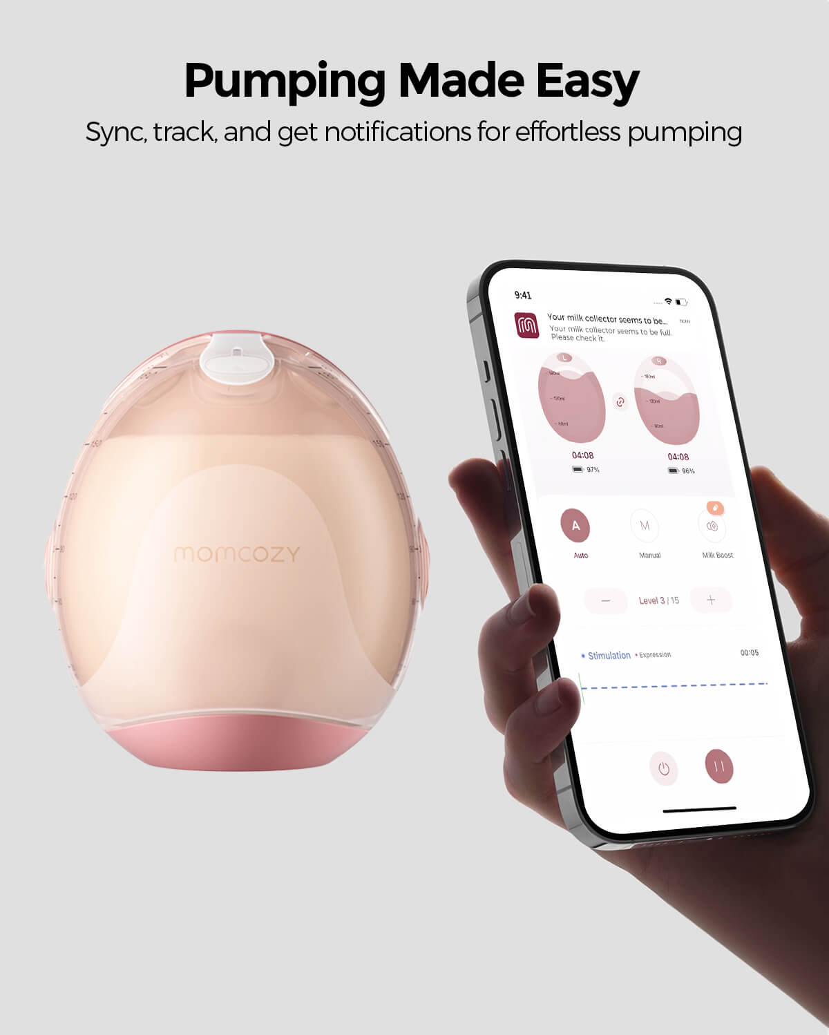 Momcozy Breast Pump Air 1 + 120 Breastmilk Storage Bags