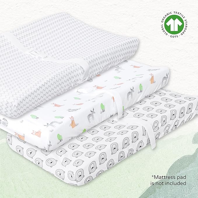 MOON 3-in-1 Organic Cotton Changing Pad Sheets – Pack of 3