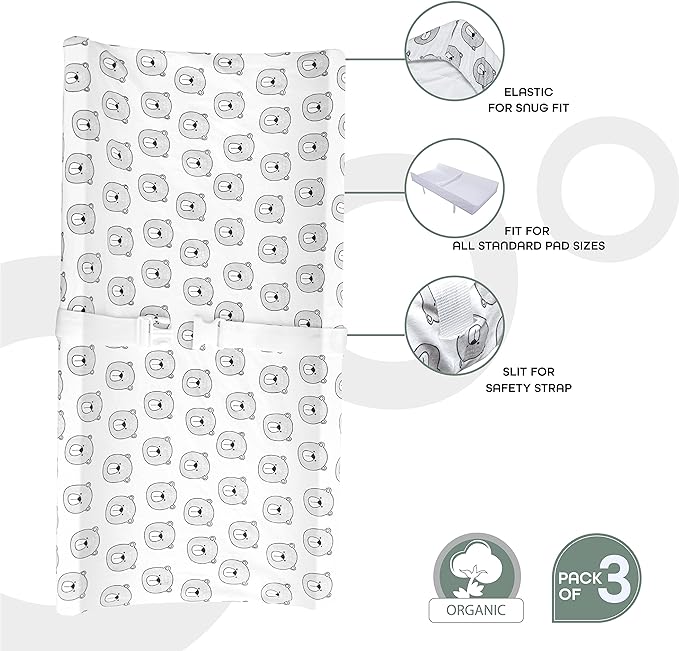 MOON 3-in-1 Organic Cotton Changing Pad Sheets – Pack of 3