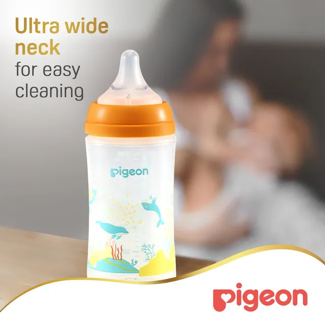 Pigeon Softouch WideNeck Plastic Feeding Bottle Dolphin 3m+ 240ml Main Image