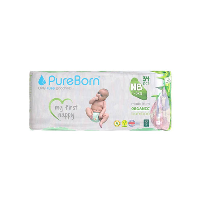 Pure Born Organic Bamboo Baby Diapers No NB 34 Hover Image
