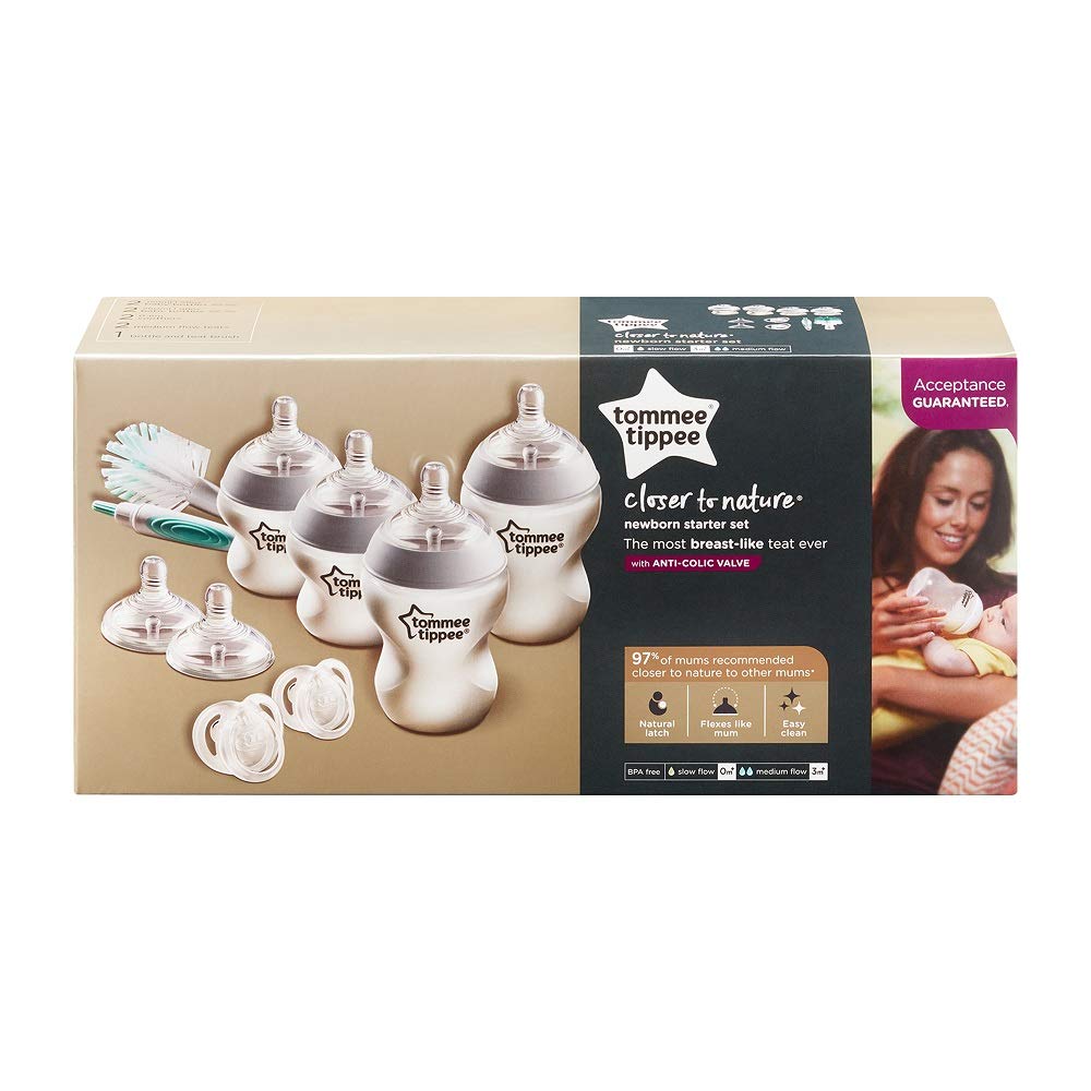 Tommee Tippee Closer To Nature Newborn Starter Set Glass Feeding Bottle  - Clear