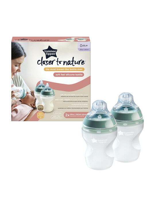 Tommee Tippee Closer to Nature Soft Feel Silicone Bottles – 260ml (2-Pack)