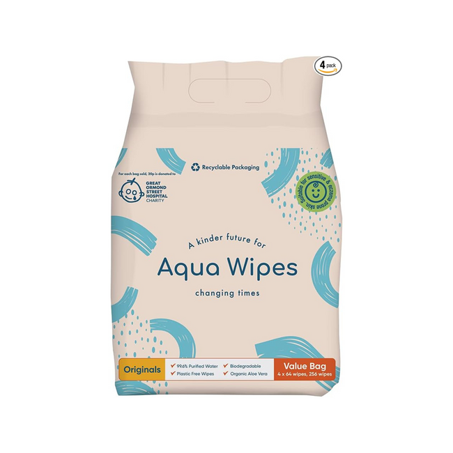Aqua Wipes Value Bag 4x64 Pack Hover Image
