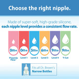 Dr. Brown's Y-Cut Silicone Narrow Nipple, 2-Pack (9M+)