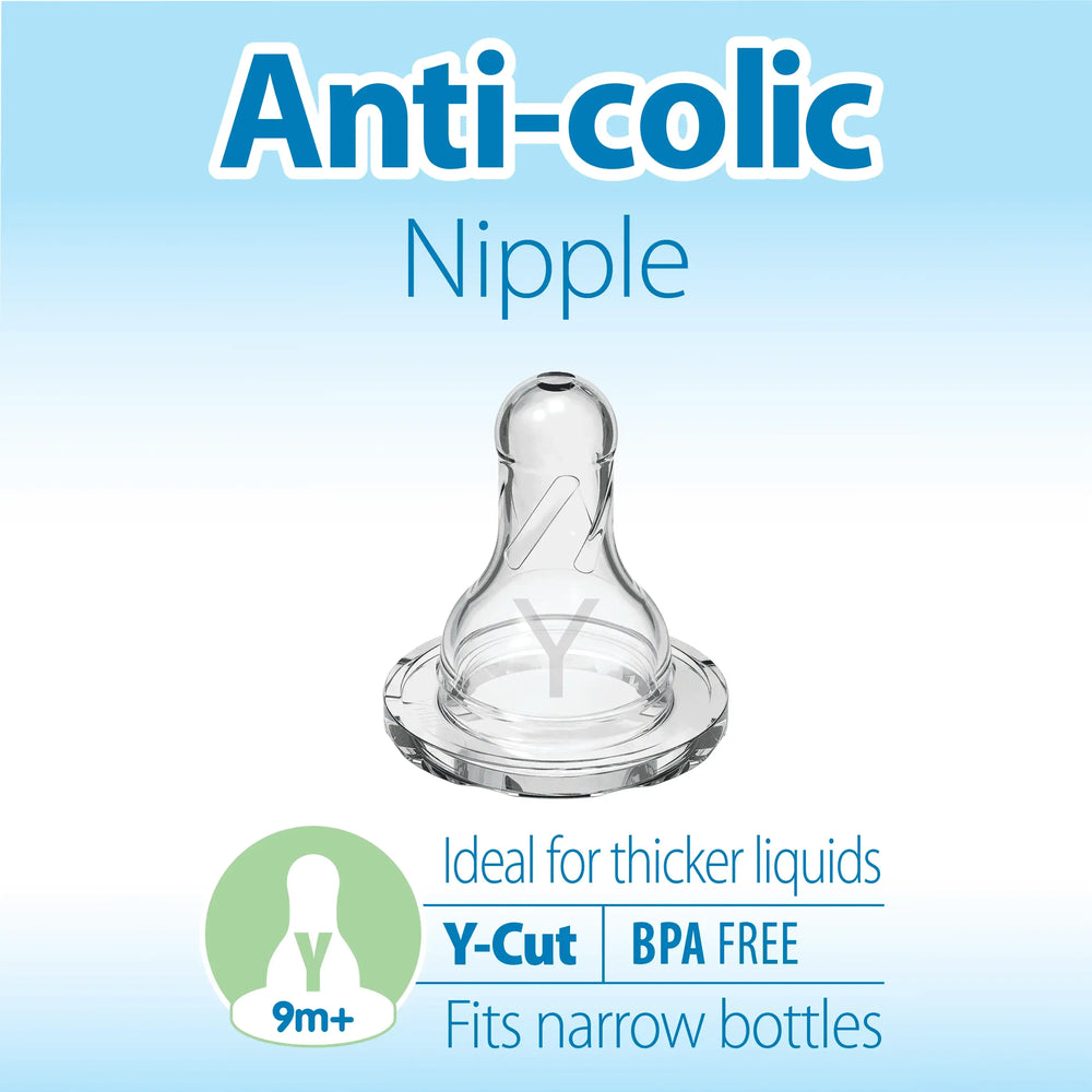 Dr. Brown's Y-Cut Silicone Narrow Nipple, 2-Pack (9M+)