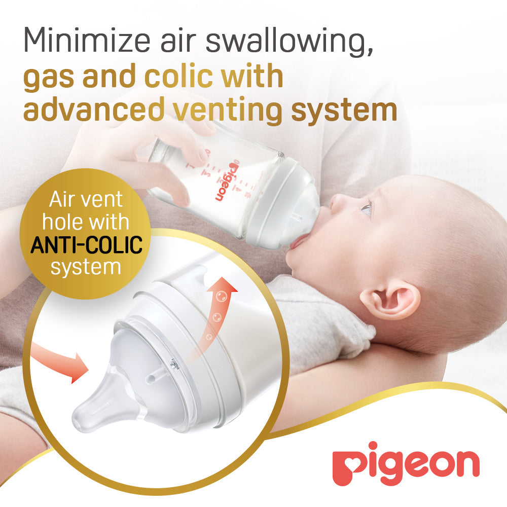 Pigeon Softouch Wide Neck Plastic Anti-Colic Nursing Bottle 0m+ 160ml