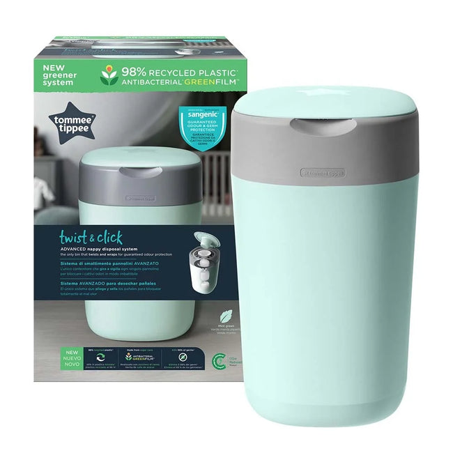 Tommee Tippee - Twist And Click Advanced Nappy Bin W/ 1 Refill Cassette (Green) Hover Image